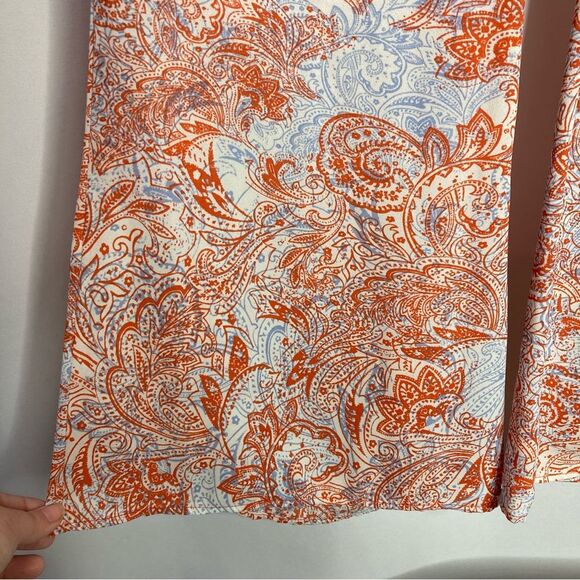 Lord & Taylor Design Lab Orange Blue White Flare Pants Medium Retro - Picture 9 of 14